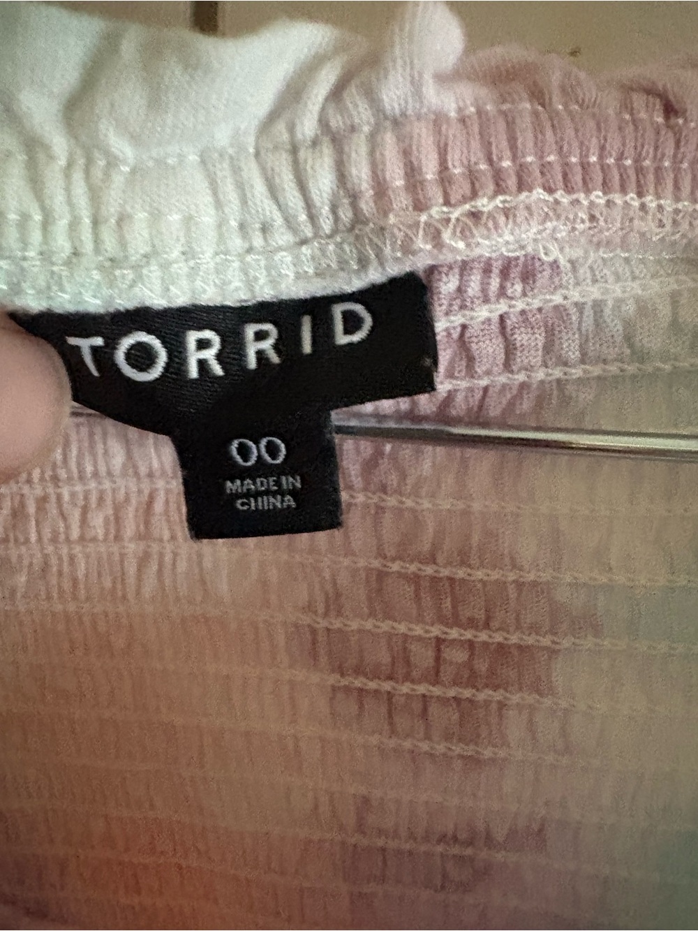 torrid size 00 Pastel Tie-Dye Smocked Peasant Top - Picture 2 of 4